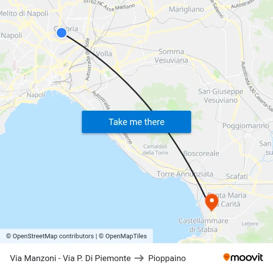 Manzoni Street - Prince of Piedmont Street to Pioppaino map