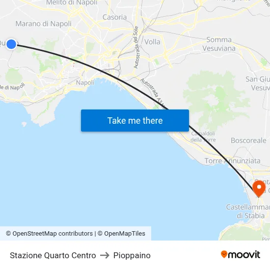 Quarto Centro Station to Pioppaino map