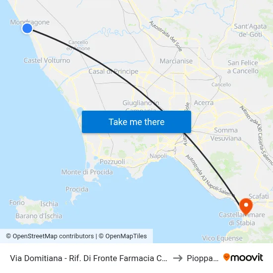 Via Domitiana - Opposite Municipal Pharmacy to Pioppaino map