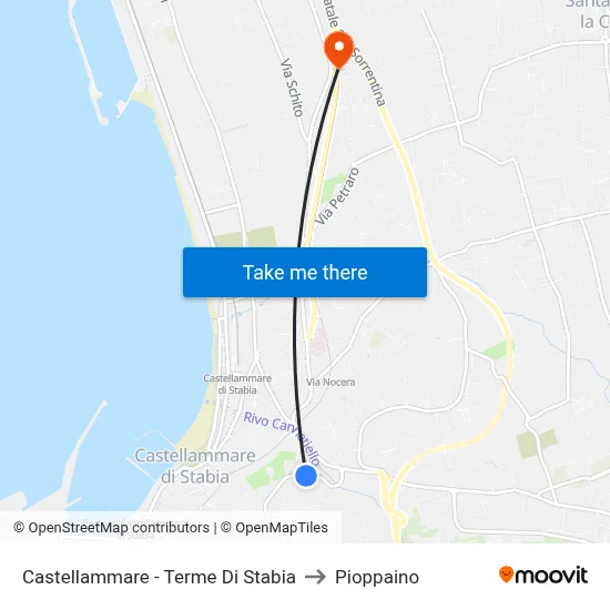 Castellammare - Stabia Thermal Baths to Pioppaino map
