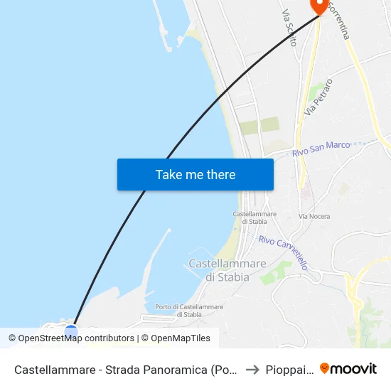 Castellammare - Panoramic Road (Pozzano) to Pioppaino map
