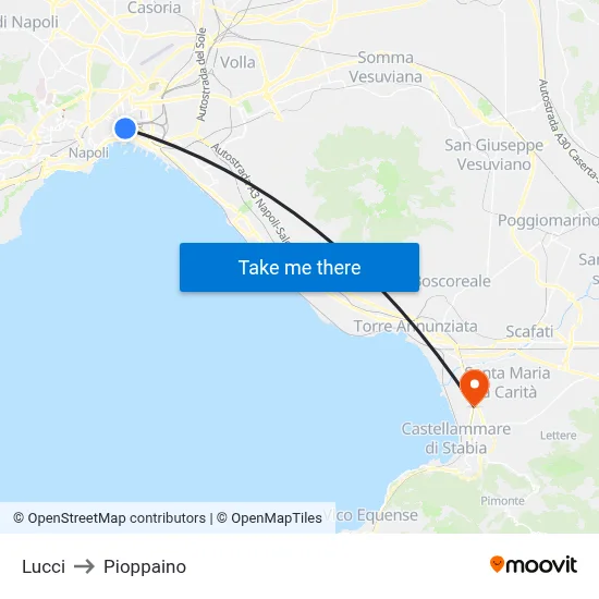 Lucci to Pioppaino map