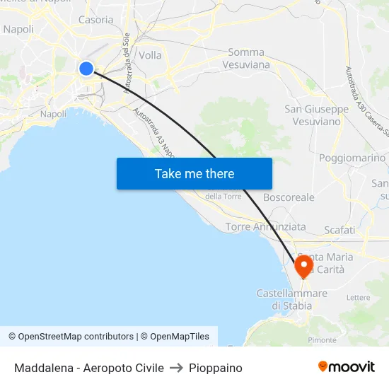 Maddalena - Civil Airport to Pioppaino map