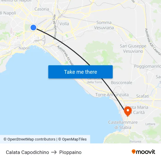 Calata Capodichino to Pioppaino map