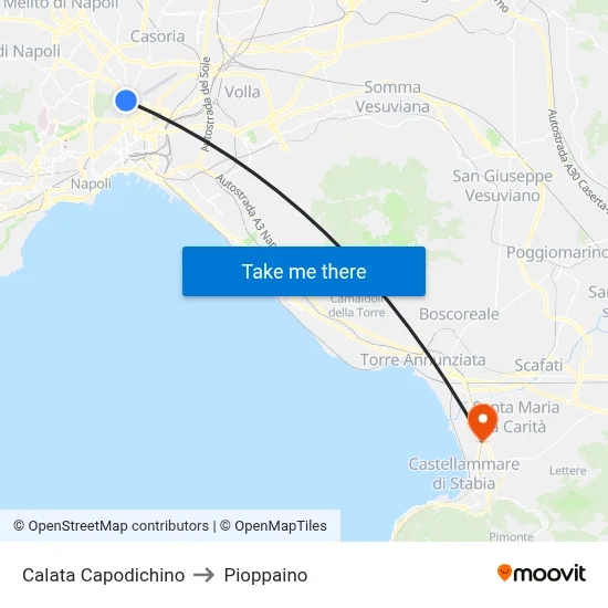 Calata Capodichino to Pioppaino map