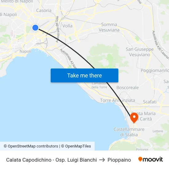 Calata Capodichino - Luigi Bianchi Hospital to Pioppaino map