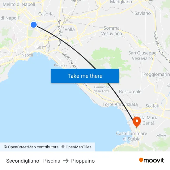 Secondigliano - Pool to Pioppaino map
