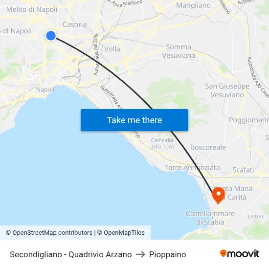 Secondigliano - Arzano Crossroads to Pioppaino map