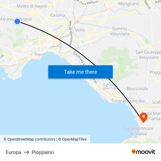 Europa to Pioppaino map