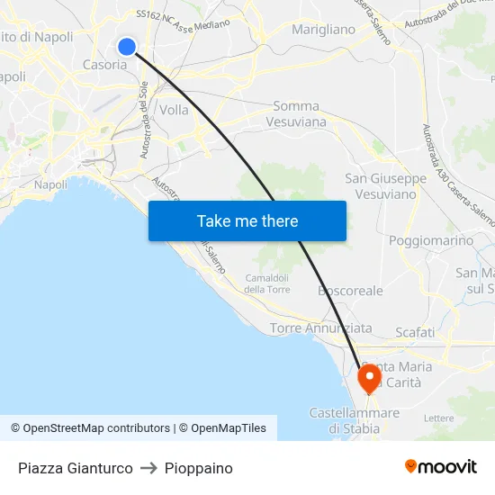 Gianturco Square to Pioppaino map