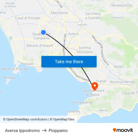 Aversa Hippodrome to Pioppaino map