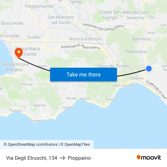 Etruscan Street, 134 to Pioppaino map