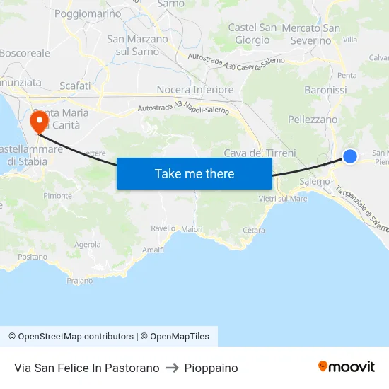 Via San Felice In Pastorano to Pioppaino map