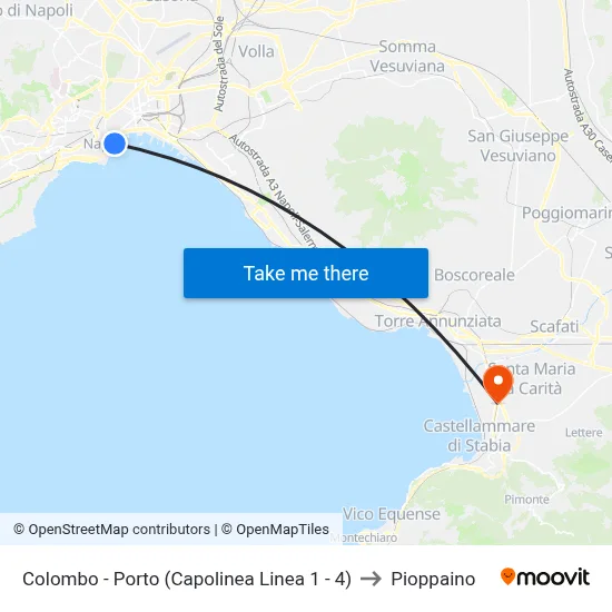 Colombo - Port (Line 1 - 4 Terminal) to Pioppaino map