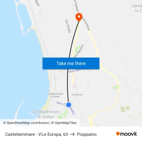 Castellammare - Europa Avenue, 63 to Pioppaino map
