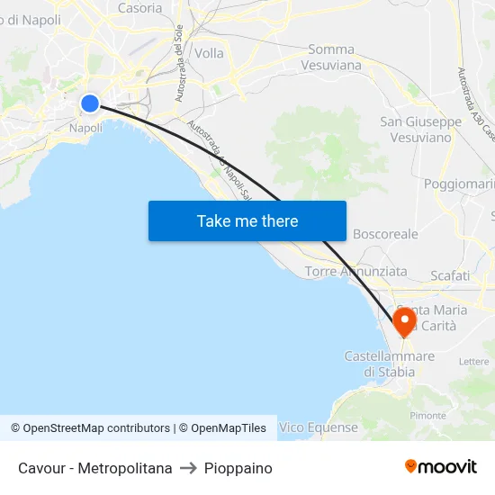 Cavour - Metro to Pioppaino map