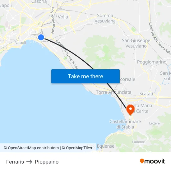 Ferraris to Pioppaino map