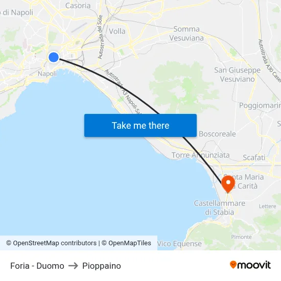 Foria - Cathedral to Pioppaino map