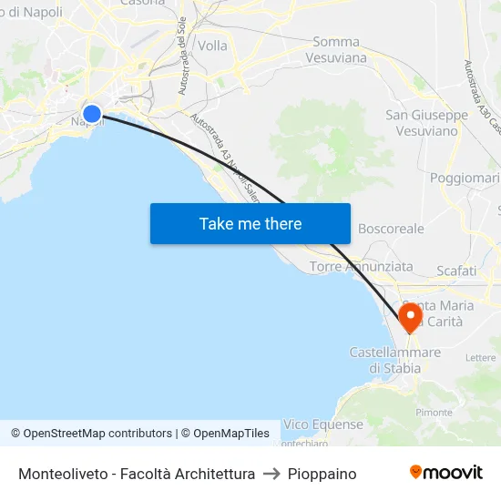 Monteoliveto - Faculty of Architecture to Pioppaino map