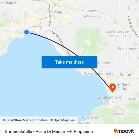 Immacolatella - Porta Di Massa to Pioppaino map