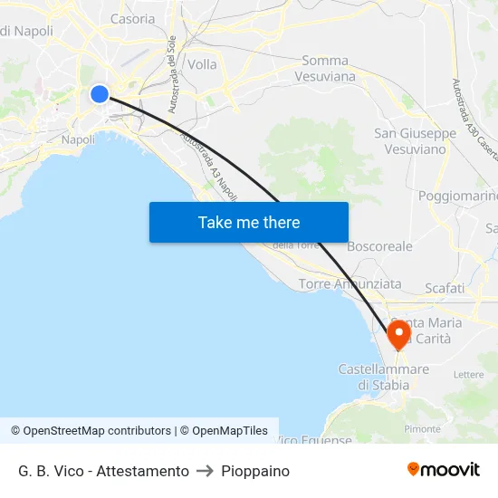 G. B. Vico - Terminal to Pioppaino map
