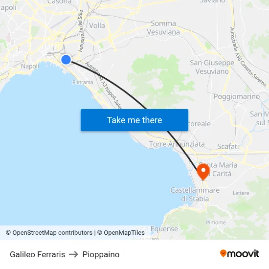 Galileo Ferraris to Pioppaino map