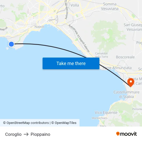 Coroglio to Pioppaino map