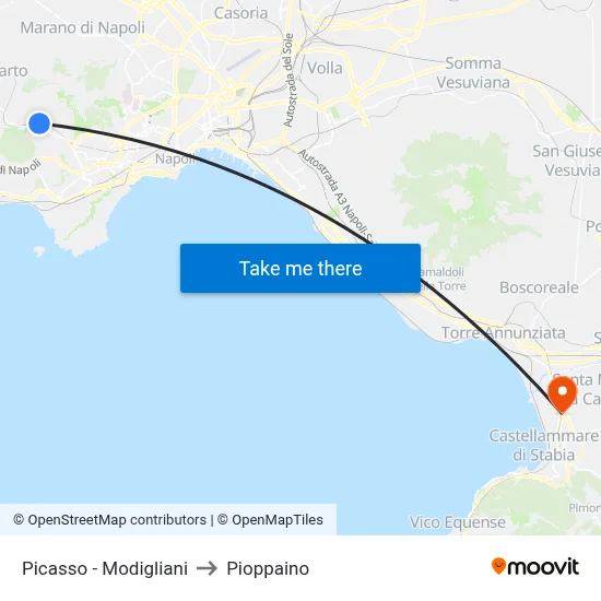 Picasso - Modigliani to Pioppaino map