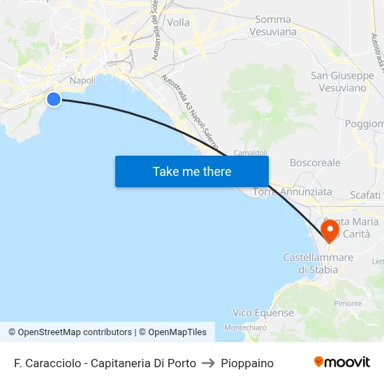 F. Caracciolo - Port Authority to Pioppaino map