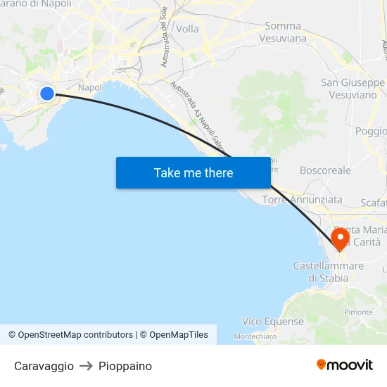 Caravaggio to Pioppaino map