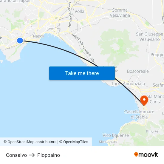 Consalvo to Pioppaino map