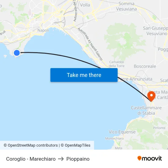 Coroglio - Marechiaro to Pioppaino map