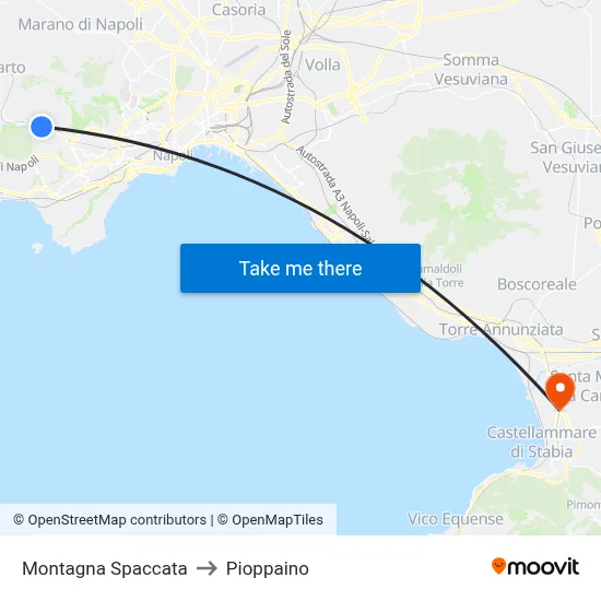 Split Mountain to Pioppaino map