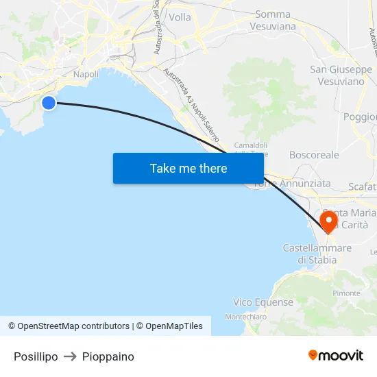 Posillipo to Pioppaino map