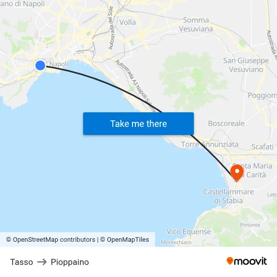 Tasso to Pioppaino map