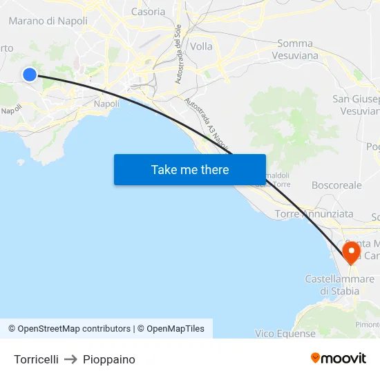 Torricelli to Pioppaino map