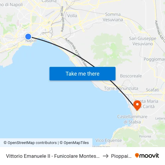 Vittorio Emanuele II - Montesanto Funicular to Pioppaino map