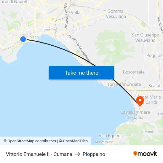 Victor Emmanuel II - Cumana to Pioppaino map