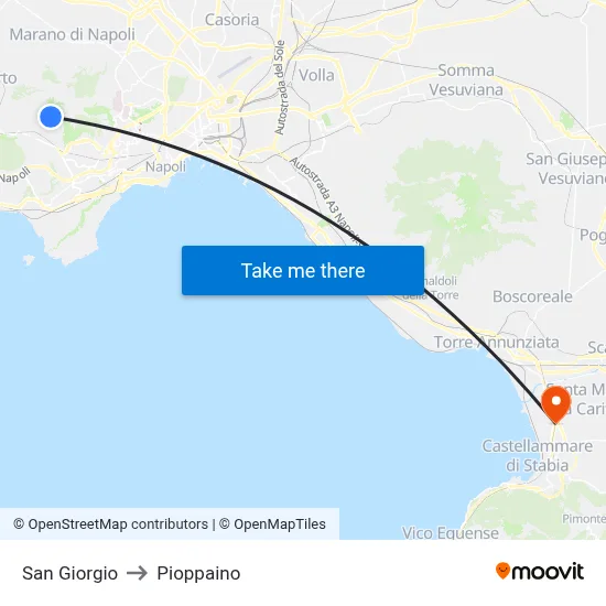 San Giorgio to Pioppaino map