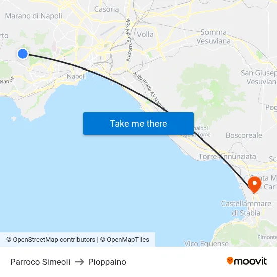 Parroco Simeoli to Pioppaino map