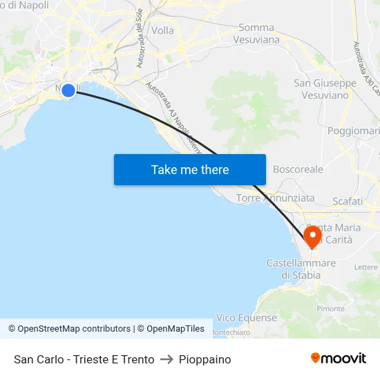 San Carlo - Trieste and Trento to Pioppaino map