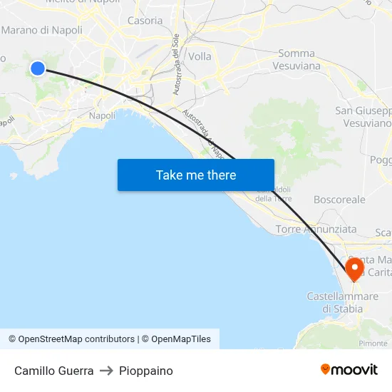 Camillo Guerra to Pioppaino map