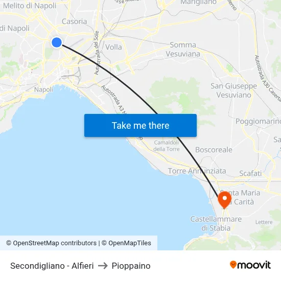 Secondigliano - Alfieri to Pioppaino map