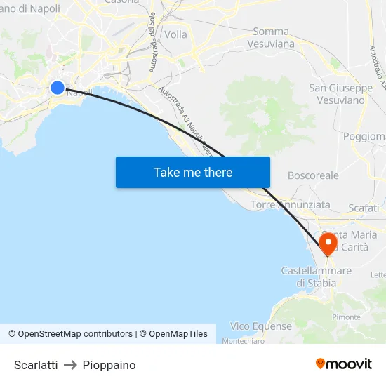 Scarlatti to Pioppaino map