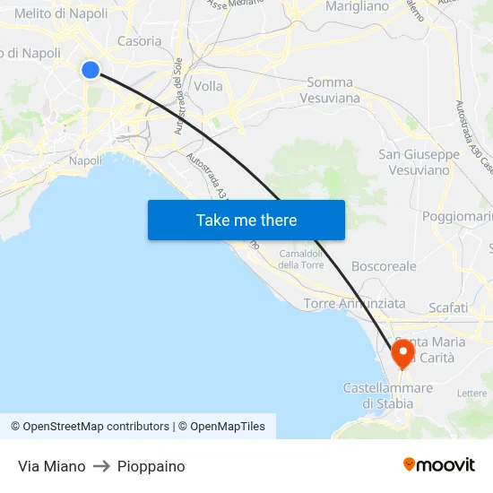 Miano Street to Pioppaino map