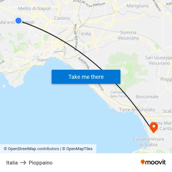 Italy to Pioppaino map