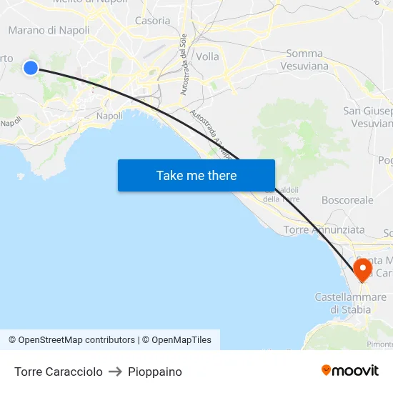 Caracciolo Tower to Pioppaino map