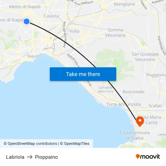 Labriola to Pioppaino map