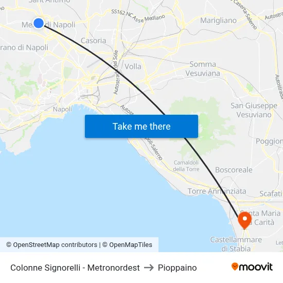 Colonne Signorelli - Metronordest to Pioppaino map
