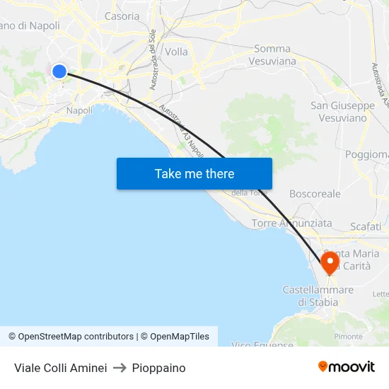 Colli Aminei Avenue to Pioppaino map